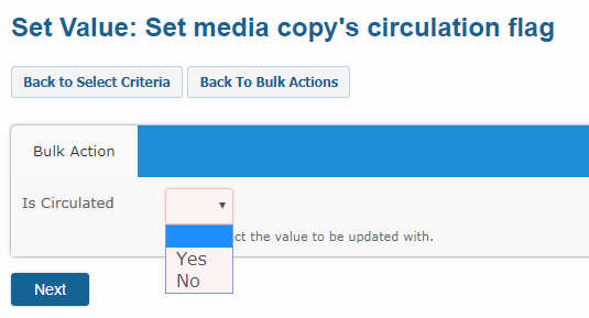 Bulk Actions circulated media copy