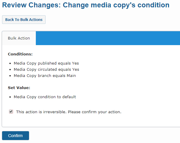 Bulk Actions confirm media copys condition