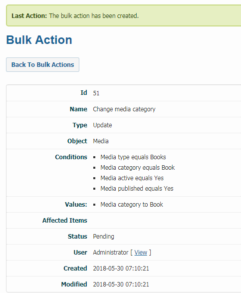 Bulk Actions created
