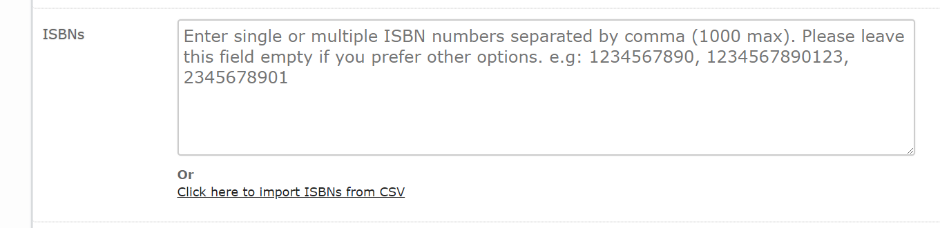 Bulk Actions isbns