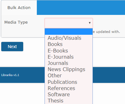 Bulk Actions media type options