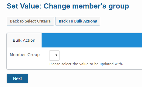 Bulk Actions set member group