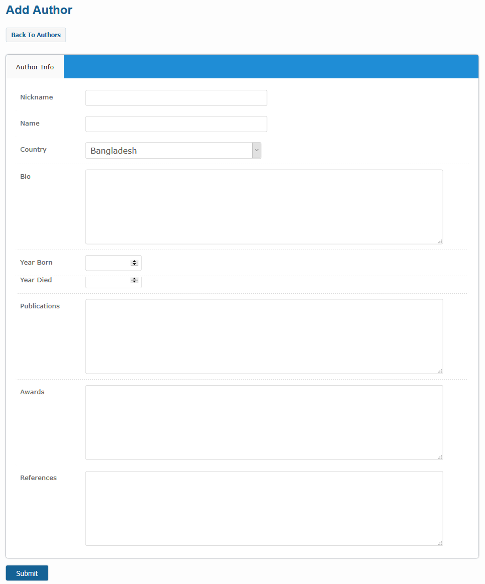 Catalogs author add form