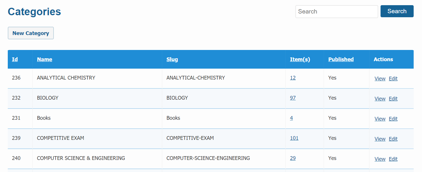 Catalogs categories form