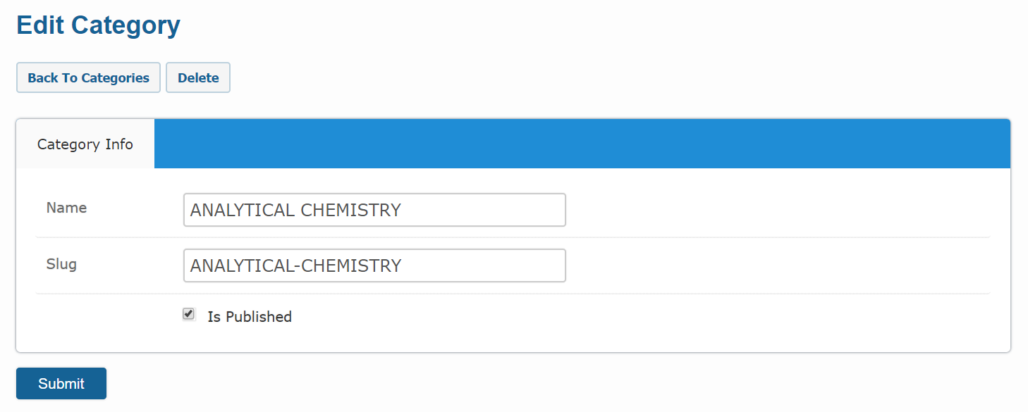 Catalogs category edit form