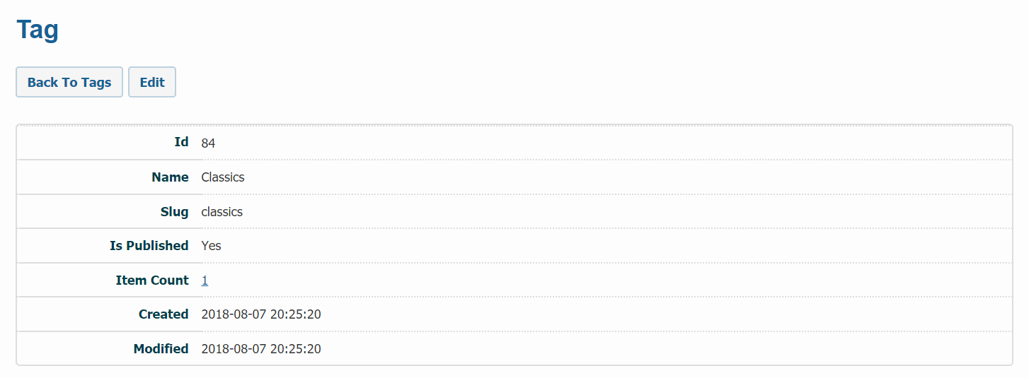 Catalogs tag view form