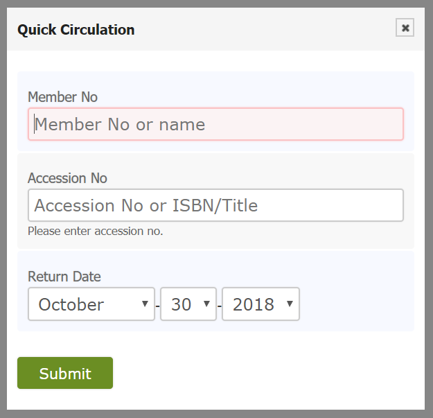 Quick circulation form