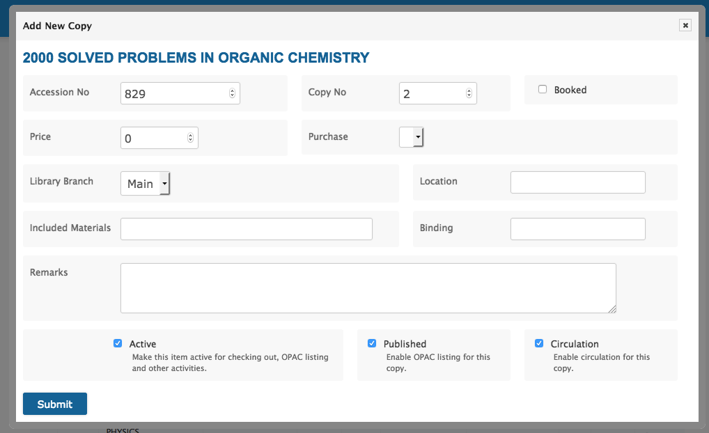Catalog item copy edit form