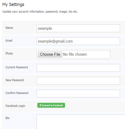 Member area account settings