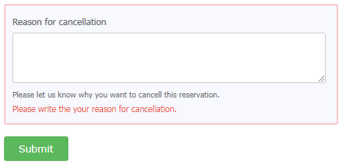 Member area error message