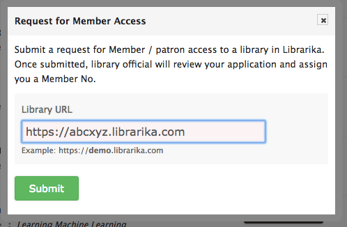 Librarika login form