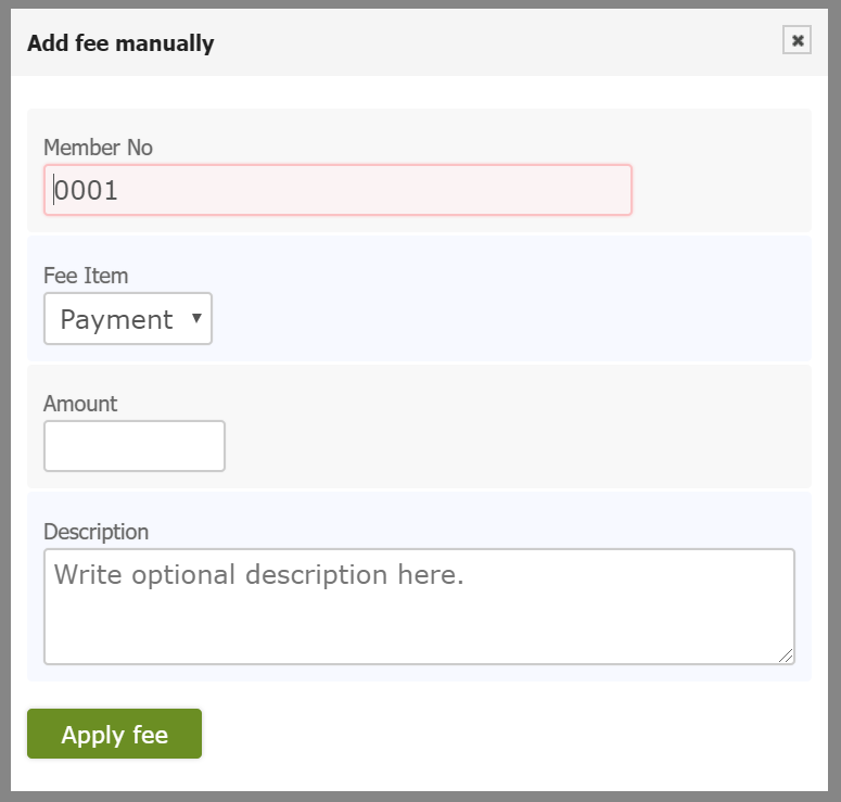 Members add payment form