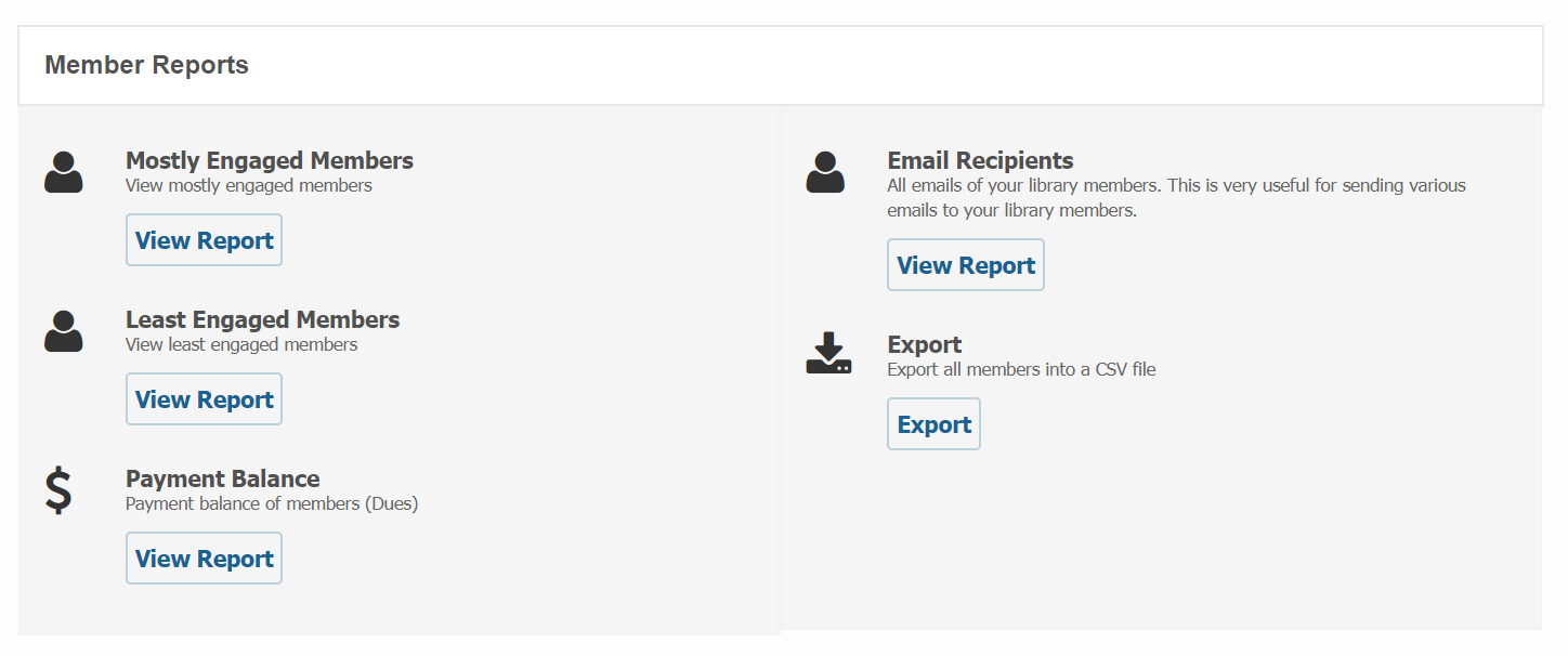 Member Reports main page