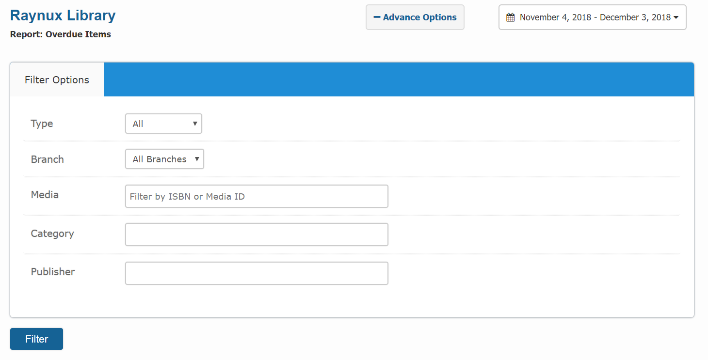 Overdue Reports advance options