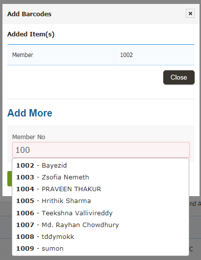 Barcode Labels add member more no