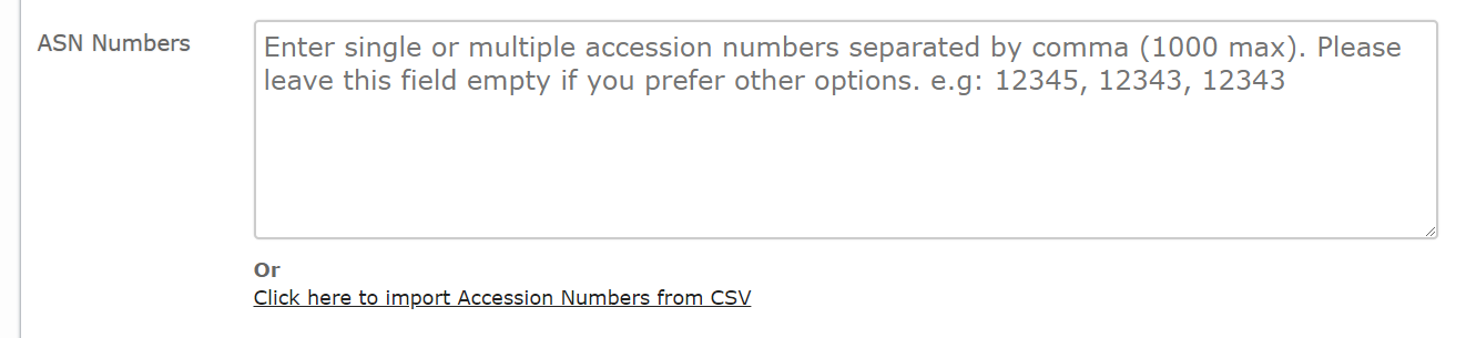 Bulk Actions asn nums