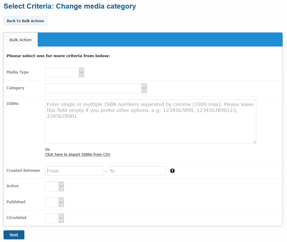 Bulk Actions change media category