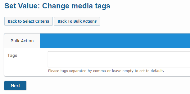 Bulk Actions media tags