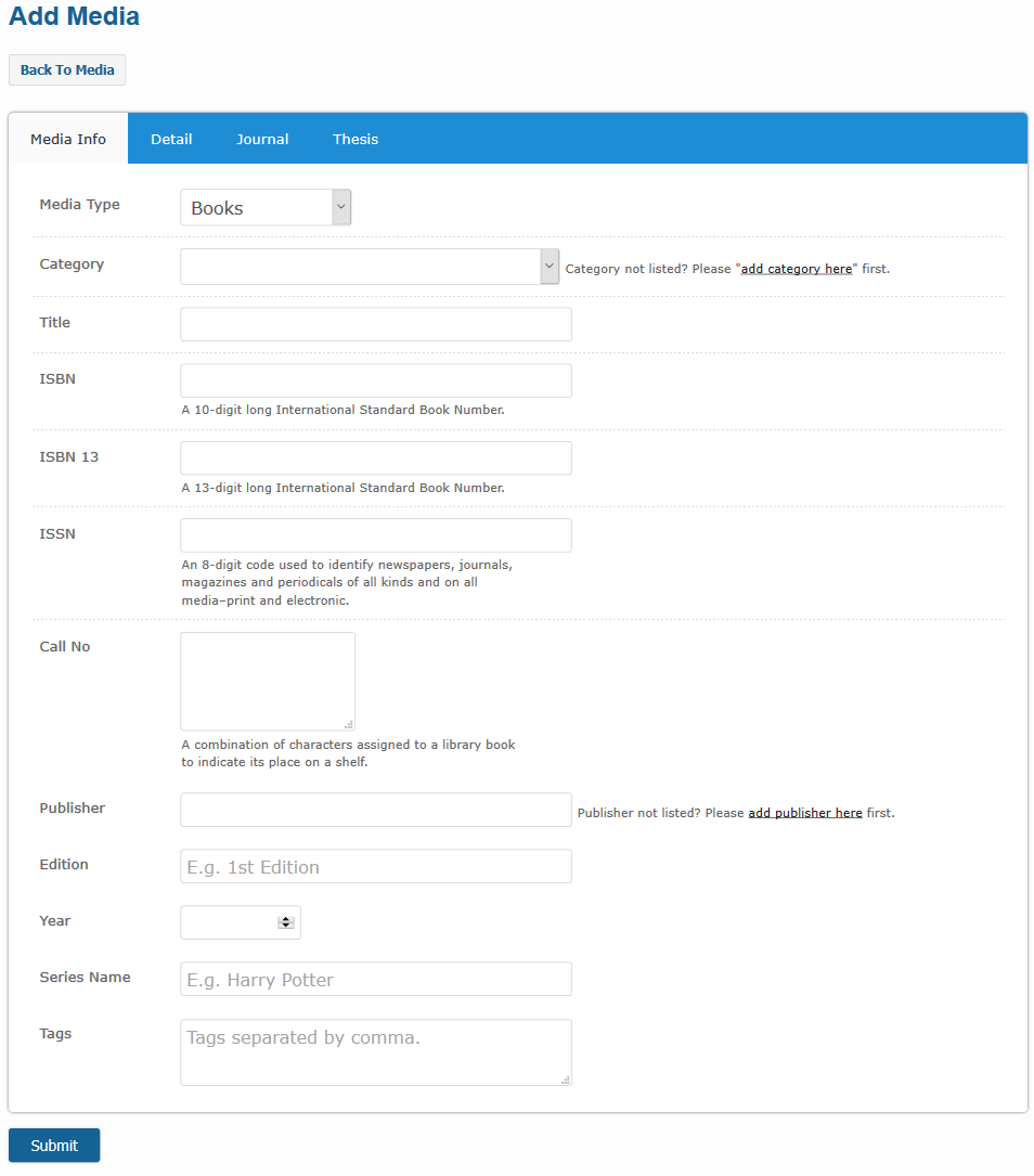 Media edit form
