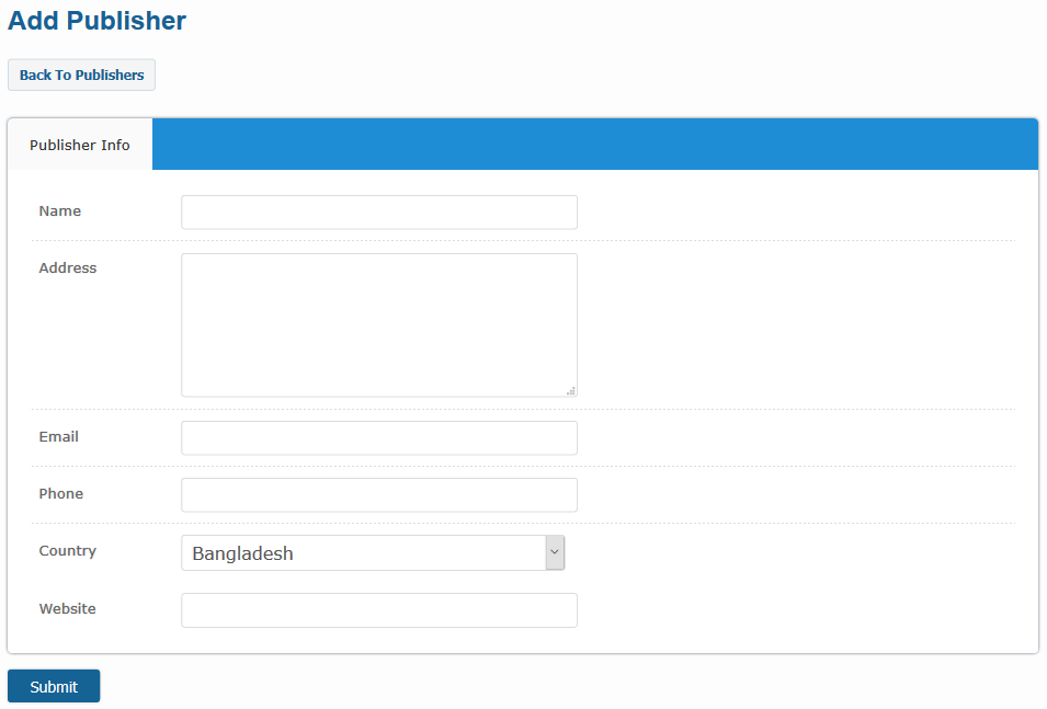 Catalogs publisher add form