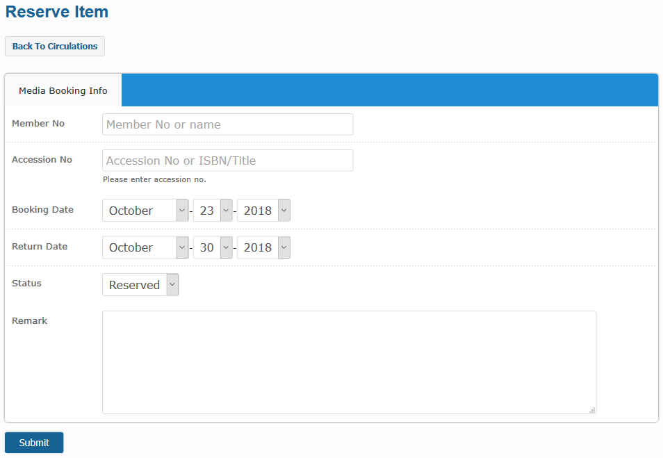 Reserve item form