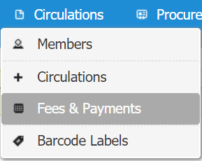 Fees & Payments menu