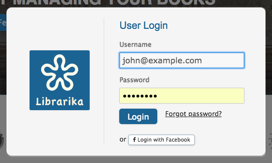 Librarika login form