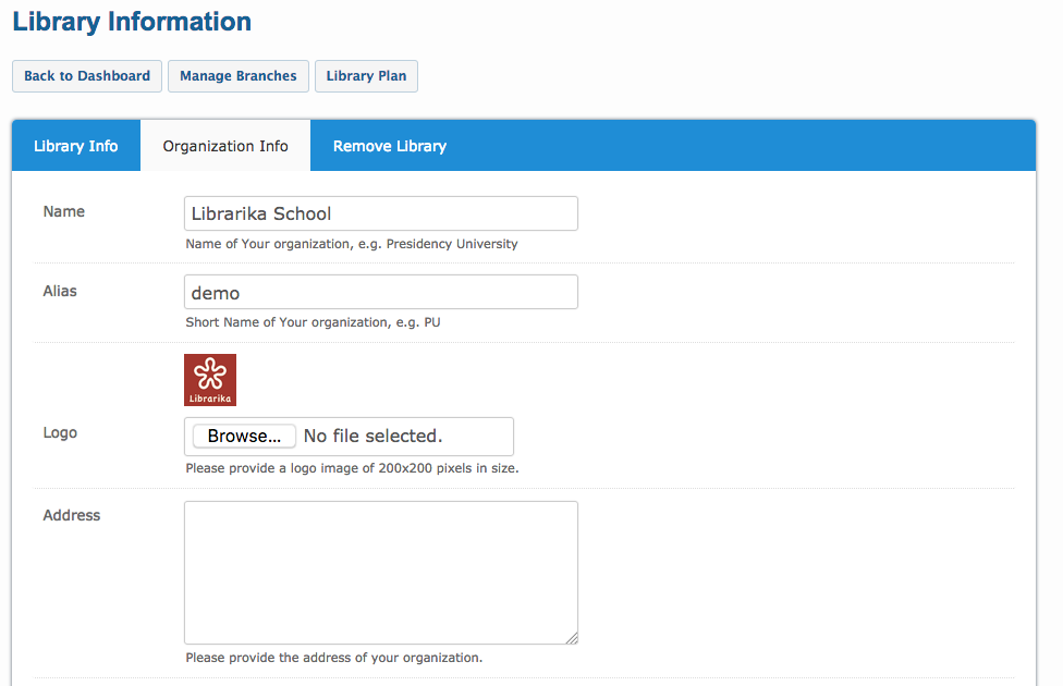 Library Information form