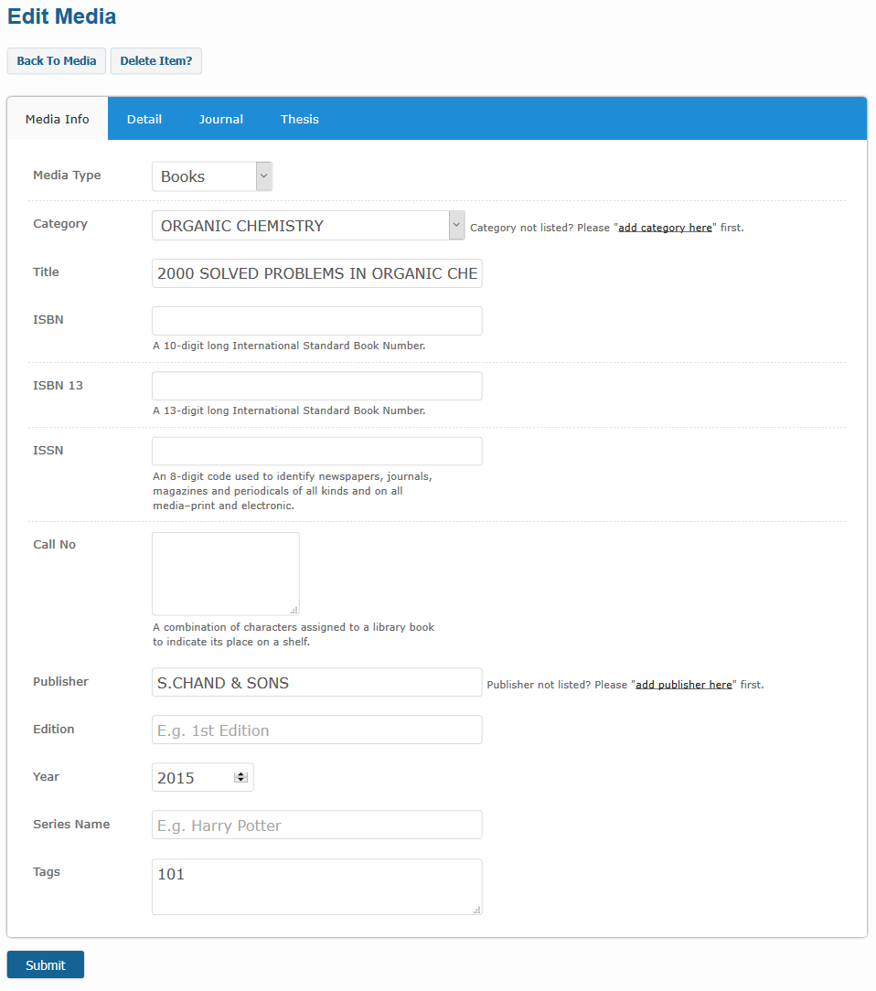 Media edit form
