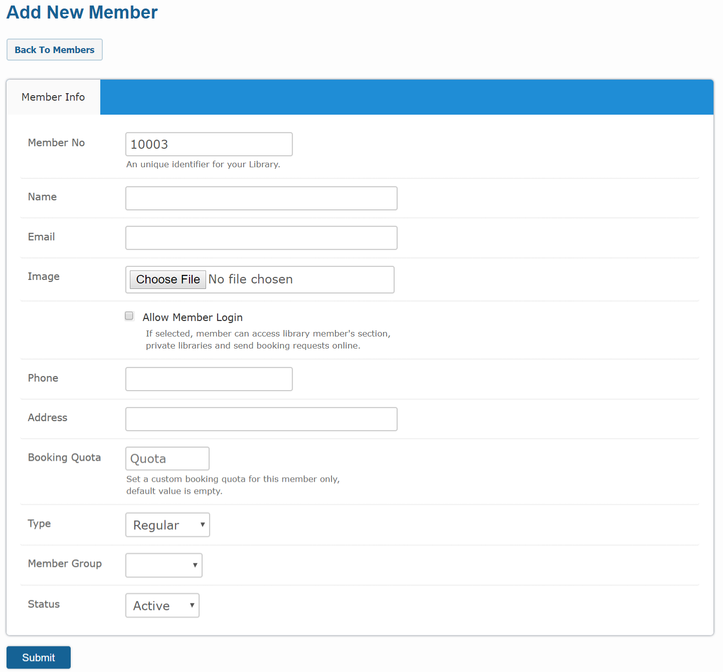Member add form