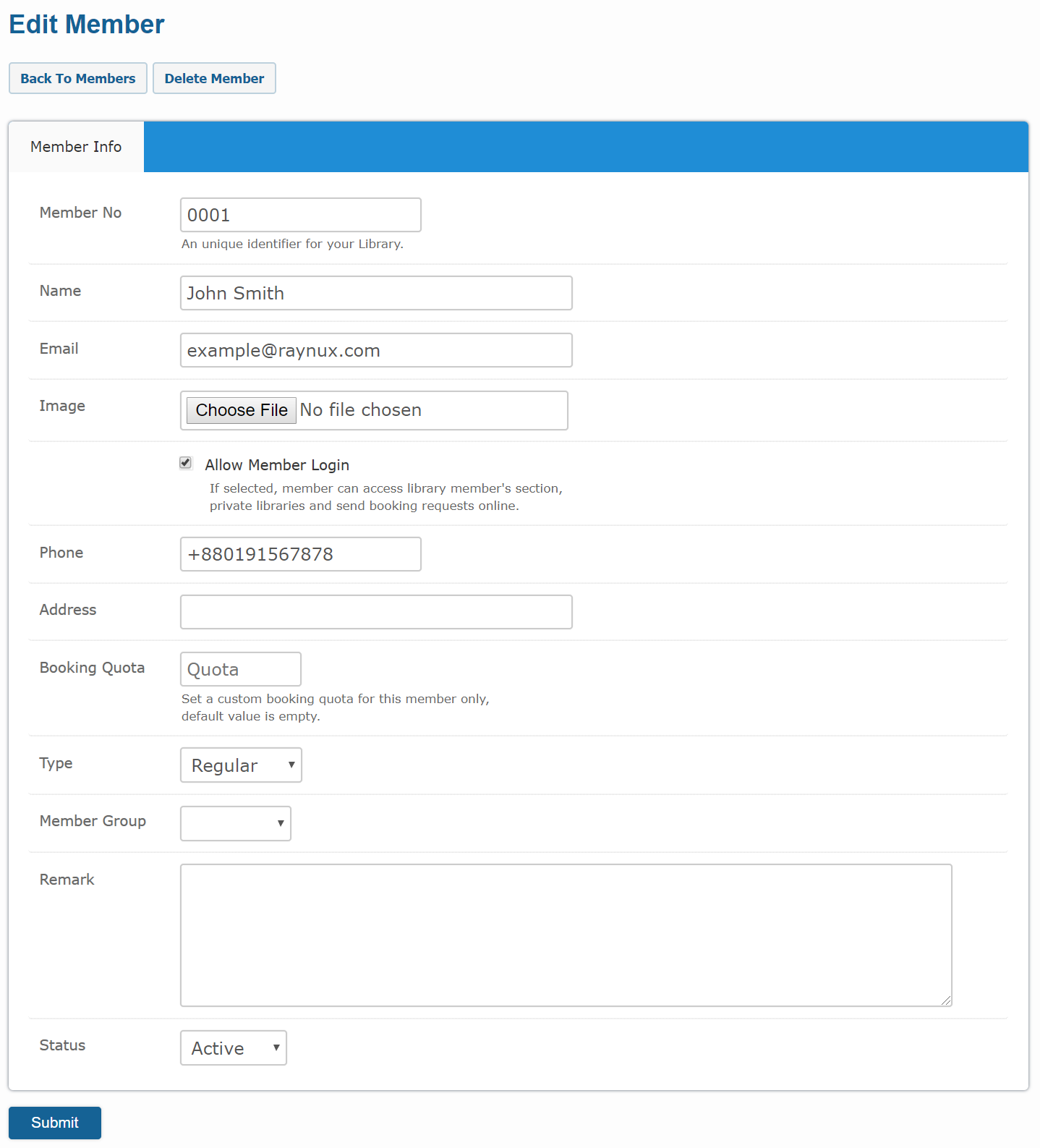 Member add form