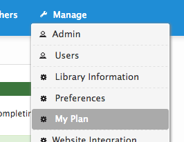 Dashboard my plan menu