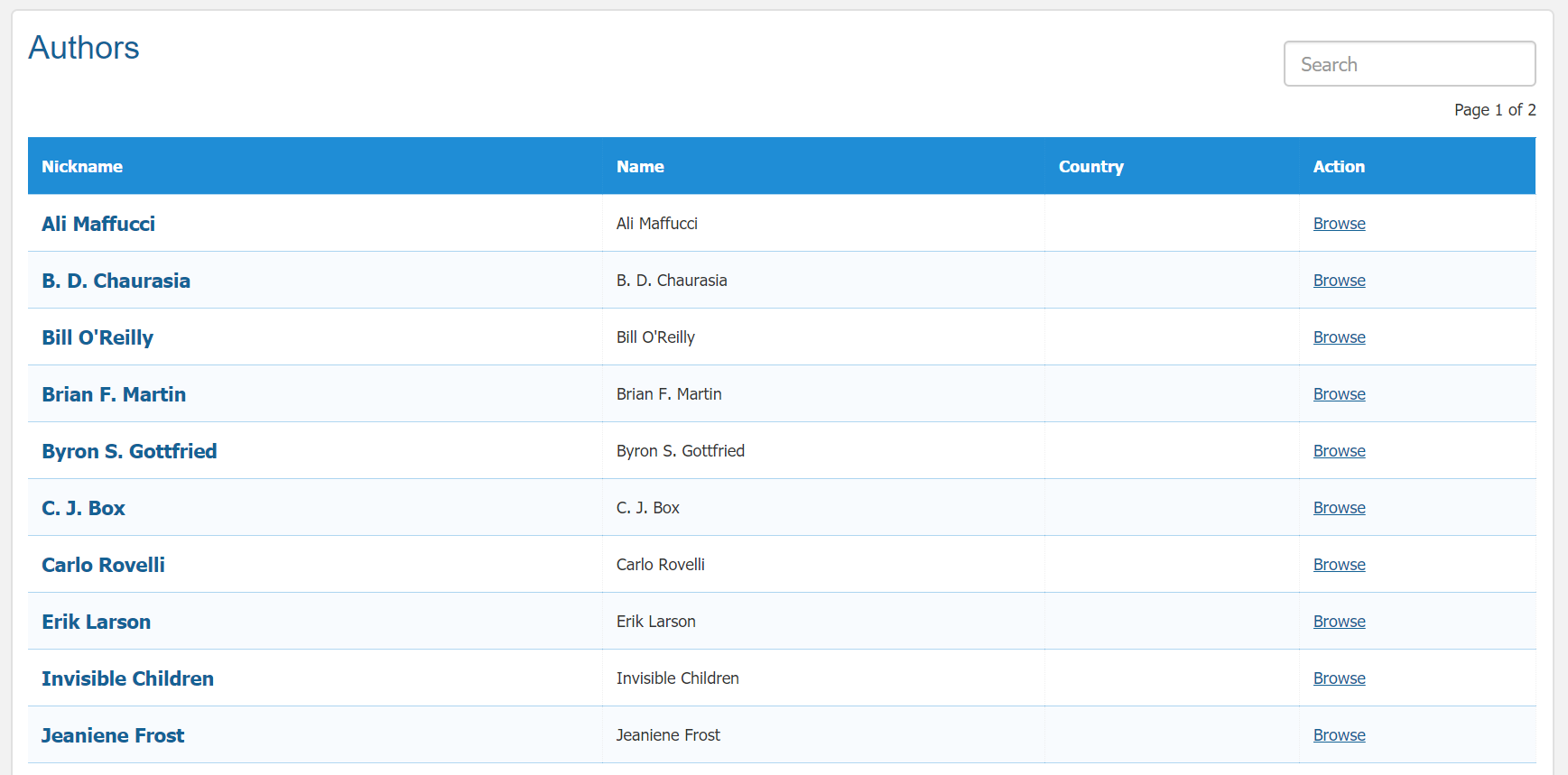 OPAC catalog search page