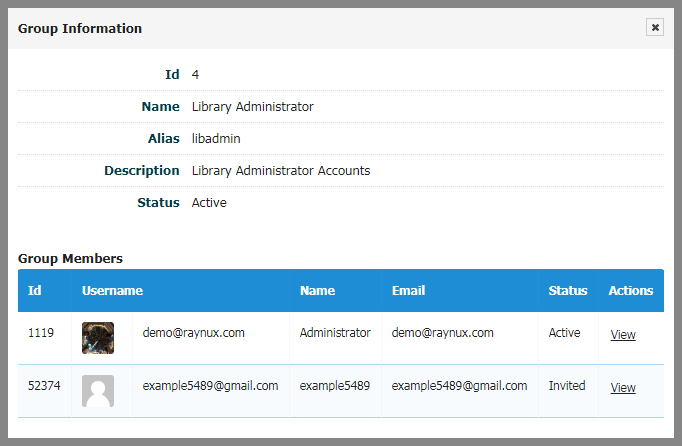 Users user group info